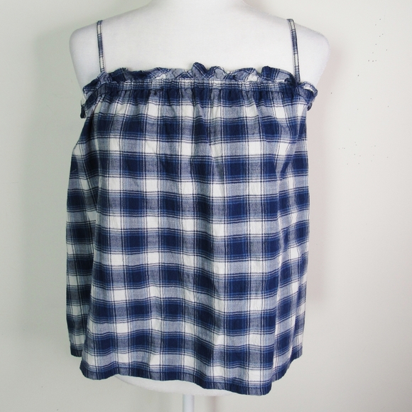 😍 MADEWELL Indigo/Cream Plaid Checked Tank Top - Picture 3 of 5